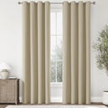 ChrisDowa 100% Blackout Tan Solid Curtains 84 Inches Long 2 Panels for Bedroom Living Room,Farmhouse Room Darkening Thermal Insulated Soundproof Grommet Top Window Treatment Drapes,52x84