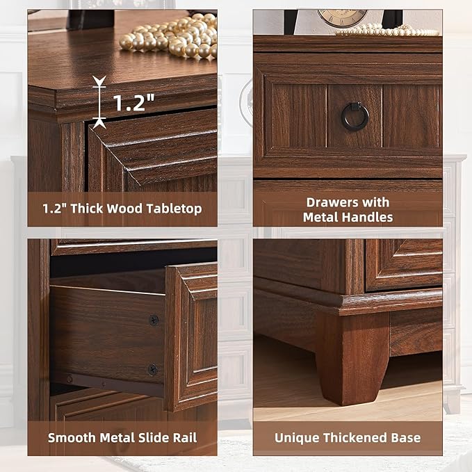 Farmhouse 4 Drawer Dresser for Bedroom, 35" Tall Small Dressers & Chest of Drawers, Rustic Wood Dresser with Metal Handle, Storage Organizer Closet for Living Room, Hallway, Entryway