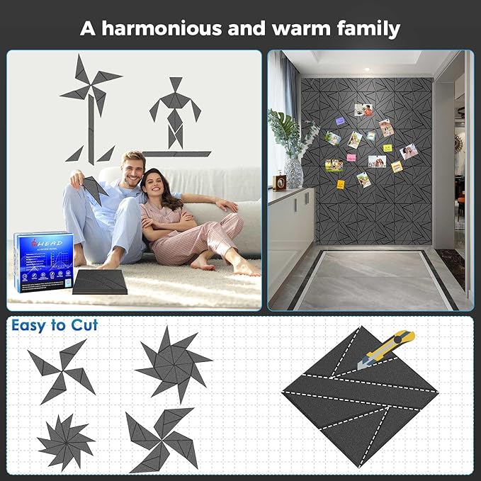 18 Pack Self-Adhesive Soundproof Wall Panels, 12 x 12 x 0.4 in Sound Proof Foam Panels for Walls, 0.8lb/ft³ High Density, Thicker 0.4in, Acoustic Panels, Noise Dampening Panels for Studio Gray