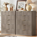 LEYAOYAO Fluted 6 Drawers Dresser for Bedroom Set of 2, 42" Tall Modern Chest of Drawers with Metal Handle, Curved Profile Design,Grey Wood Drawer Organizer for Bedroom, Living Room, Hallway