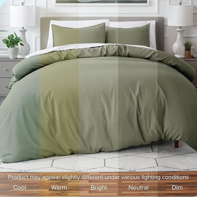 Bare Home Bedding Duvet Cover Oversized Queen - Premium 1800 Super Soft Collection - Lightweight, Cooling - Soft Breathable Bedding Duvet Cover (Oversized Queen, Sage)
