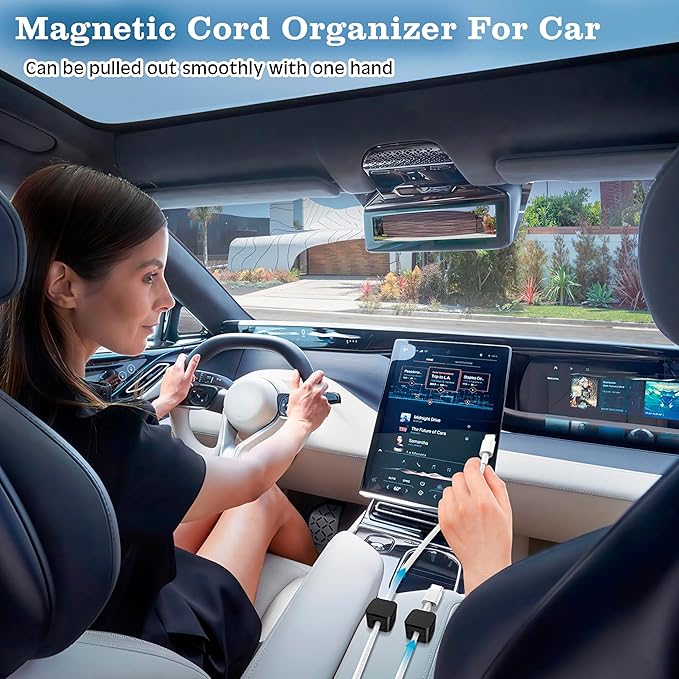 SaiTech IT Pack of 6 Magnetic Cable Clips, Cord Organizer Holder, for Desk Cable Management, Adhesive Wire Keeper for Car, Office Home Desktop, Wall, Night Table