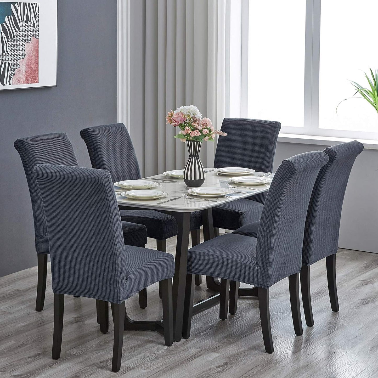 Howhic Stretch Chair Covers for Dining Room Set of 2, Removable Washable Dining Room Chair Covers, Dining Chair Slipcovers Seat Protector, Great Home Decor and Banquet Upholstery (Gray, 2 Pack)