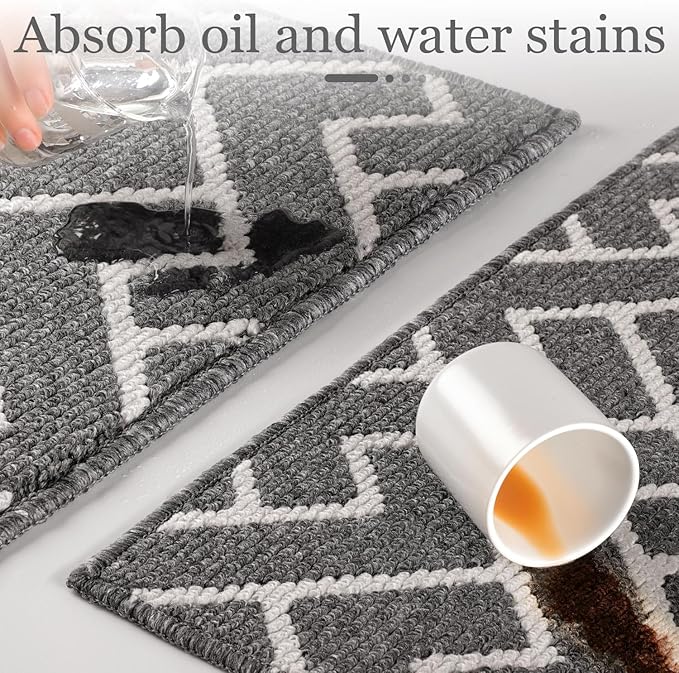 hicorfe Indoor Doormat,Front Back Door Mat Rubber Backing Non Slip Door Mats 20"x31.5" Absorbent Resist Dirt Entrance Doormat Inside Floor Mats for Entryway Washable Low-Profile(Silver Grey)