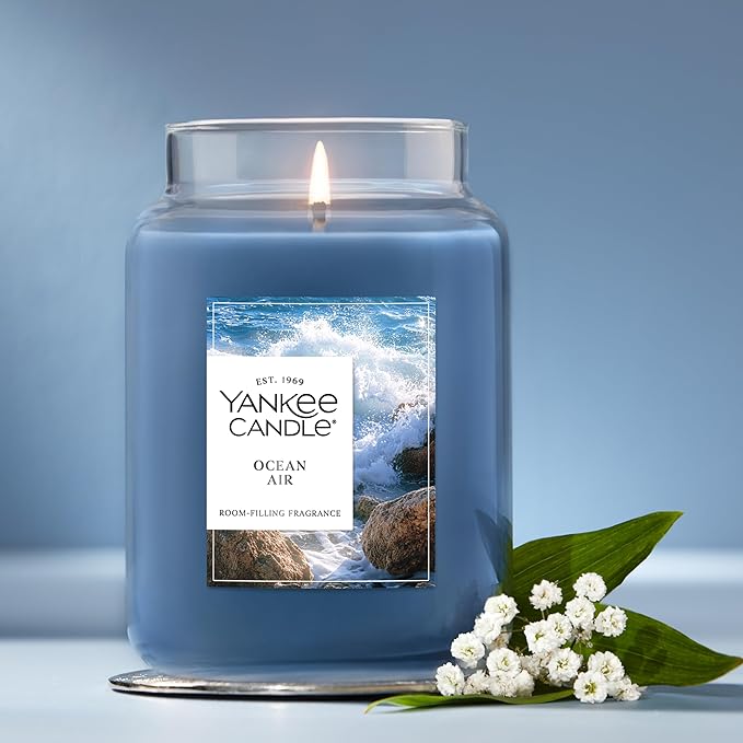 Yankee Candle Ocean Air Scented Candle, 22oz Large Jar with up to 150 Hour Burn Time, Giftable