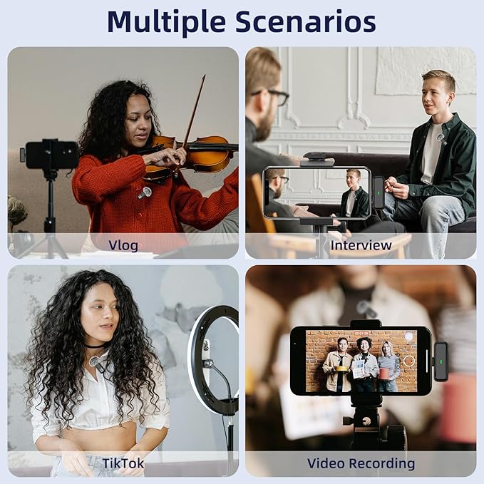 Wireless Microphone for iPhone Android Lav Mic USB C Lavalier Microphone Type C Lapel Mic for iPhone 15/16 iPad Video Recording Vlog TikTok - 24H Charging Case Noise Reduction