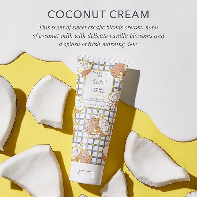 Beekman 1802 Coconut Cream Hand Cream - Scented - 3.4 fl oz - Nourishes, Hydrates & Repairs - With Shea Butter & Glycerin - Non-Greasy - Microbiome Friendly - No Irritation - Good for Sensitive Skin