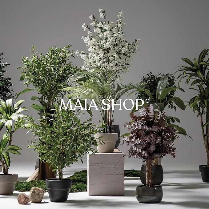 Maia Shop 71in Artificial Ficus Tree Plant for House, Apartment or Office – Realistic Fake Indoor Plants for Living Room, Kitchen, Bedroom, Entryway or Bathroom – Faux Greenery for Home Décor