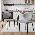 Dining Chairs Set of 2 Chenille Upholstered Dining Room Chairs with Crescent-Shaped Backrest Modern Ergonomic Accent Kitchen Chairs with Swivel Leveling Feet for Bedroom/Vanity Grey