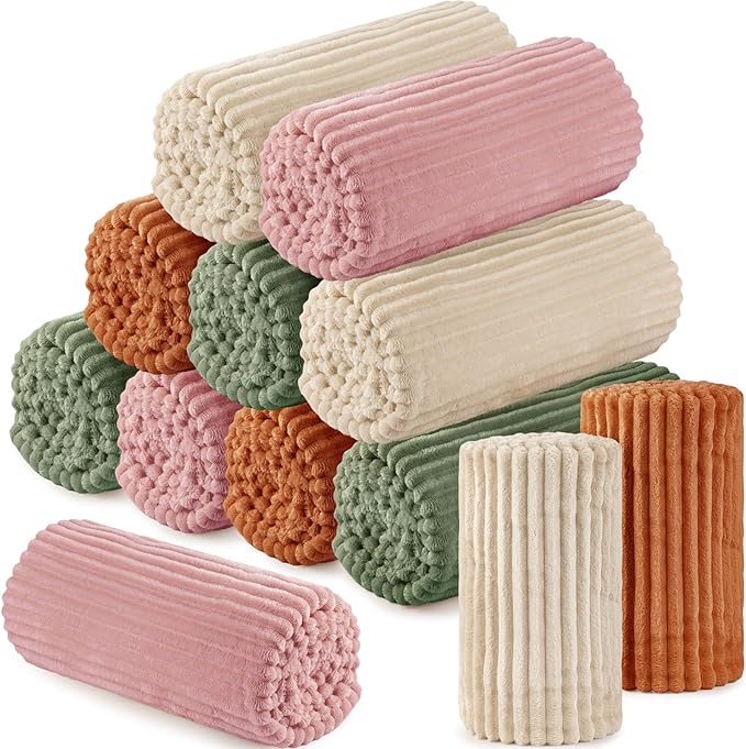 Buryeah 12 Pcs Flannel Throw Blanket Bulk 50 x 60 in Sleepover Blanket Outdoor Wedding Throw Lightweight, Oeko-tex Standard 100 Certified for Sofa Homeless Gifts (Multicolor)