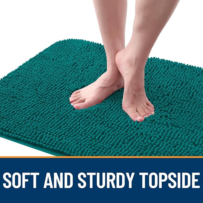 OLANLY Dog Door Mat for Muddy Paws 36x24, Absorbs Moisture and Dirt, Absorbent Non-Slip Washable Doormat, Quick Dry Chenille Mud Mat for Dogs, Entry Indoor Entryway Carpet for Inside Floor, Lake Blue