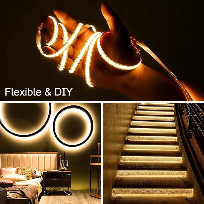 PAUTIX COB LED Strip Light White CCT Tunable 4800LEDs,CRI90+ 24ft/7.5m Dimmable 2700K-6500K 24V LED Tape Light,for Under Cabinet Bedroom Kitchen TV Mirror DIY Lighting(Adapter & Dimmer NOT Included)