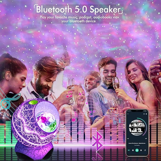 Rossetta Star Projector, Galaxy Projector for Bedroom, LED Night Light Aurora Projector with Bluetooth Speaker, White Noise, Timer and Remote, Room Decor, Gifts for Kids, Adults, Christmas, Birthday