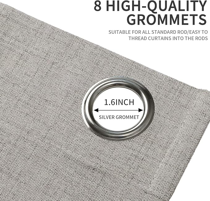 Joydeco Greyish White Blackout Curtains 120 Inches Long, Extra Long Curtains 120 Inch Length 1 Panel for Bedroom, Thermal Insulated Linen Black Out Curtains with Grommets(100x120, Greyish White)