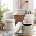 Swivel Accent Chair Set of 2, 360° Swivel Round Chair with Hidden Storage, Vanity Chairs, Modern Small Barrel Armchair for Living Room/Bedroom, Beige