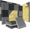 Sonicism Soundproof Wall Panels Self-Adhesive Pyramid 36 Pack,2" X 12" X 12" Acoustic Panels High Density Sound Proof Foam Panels for walls Fast Expand,Sound Absorption & Decoration(Black/Gray)