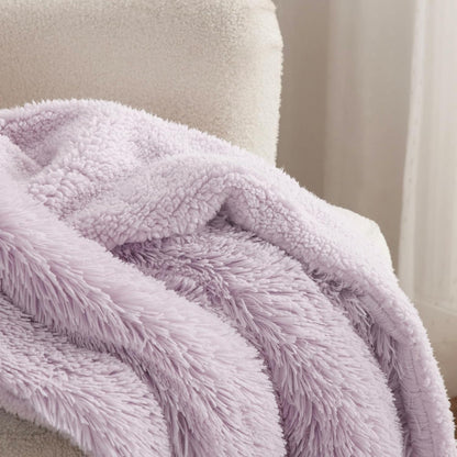 Bedsure GentleSoft Fuzzy Sherpa Faux Fur Twin Blanket Lavender Purple Cozy Gifts for Women Men, Soft Fleece Plush Warm Thick Blanket Twin Size for Bed, Room Dorm Essentials Purple Decor Gifts, 60x80