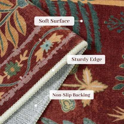 OJIA Animal Washable Rugs 8x10, Soft 8x10 Area Rugs for Living Room, Non Slip Bedroom Rug Under Bed Ultra-Thin Nursery Rug Large Carpet for Dining Room Office Playroom, Red