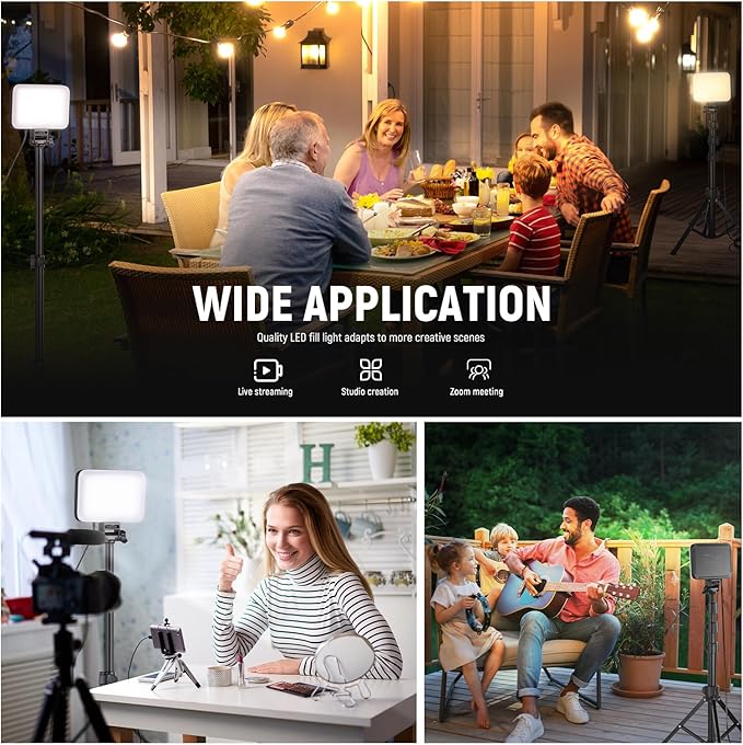 NEEWER Basics LED Video Light Panel Lighting Kit, Bi Color Dimmable Portable Studio Lights with Tripod Stand & Filters, 3200K~5600K CRI 95 750lux for Photography Video Recording Live Streaming, BP66