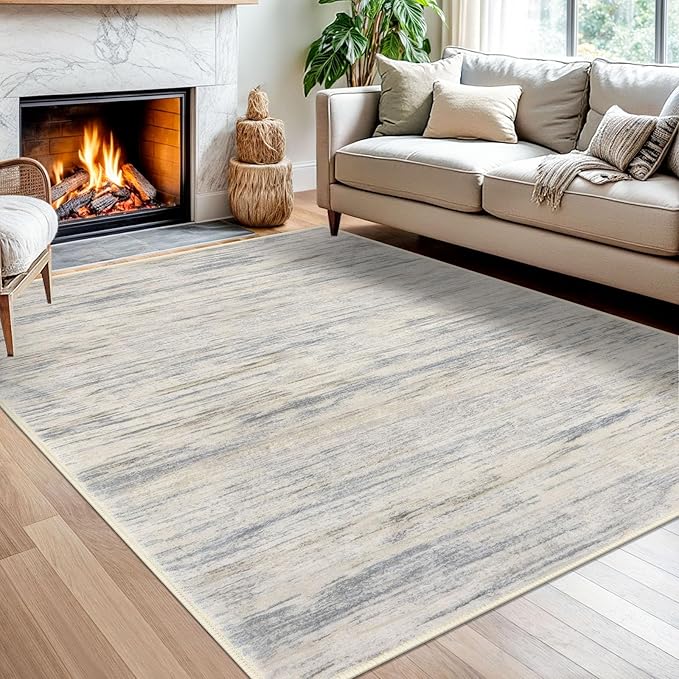 5x7 Modern Area Rug for Bedroom, Gray Beige Neutral Multi Large Gray Beige Neutral Multi Super Soft Rug with Non-Slip, Non-Shedding Rugs for Living Room, Indoor Door Mat for Home Décor
