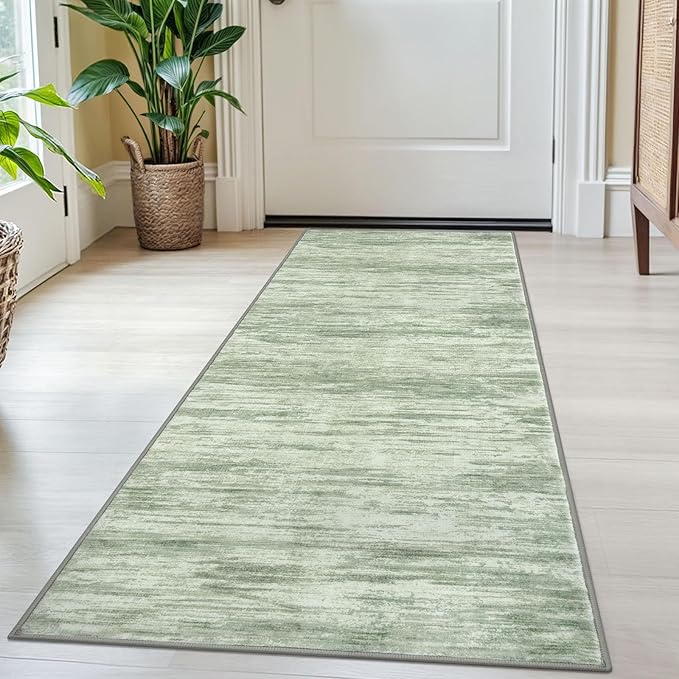 2x5 Modern Abstract Runner Rug for Hallways, Lime Green Super Soft Hallway Decor Kitchen Rugs with Non-Slip, Non-Shedding Washable Rug for Hallways Entryway Bedroom Indoor