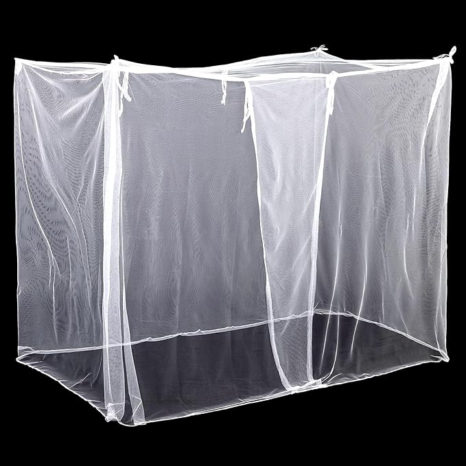 4 Corners Mosquito Net for Mosquiteros para Camas Bed Canopies Netting Bed Drapes Rectangular Mosquito Mesh for Camping Home Outdoor Travel(White,L75 X W35.5 X H59 Inch,1 Opening)