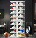9-Tier 18-Pairs Foldable Shoe Rack with Magnetic Doors,4-Sided Clear Design,Taller Storage for High Shoes & Sneakers,Stackable Shoe Storage Cabinet Space-Saving Organizer for Closet,Cloakroom