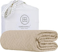 Threadmill Luxury Cotton Blankets for King Size Bed | All-Season Cozy 100% Cotton King Size Blanket | Criss Cross Jacquard Soft & Lightweight Coverlet fits California King Bed, 104x92 | Beige