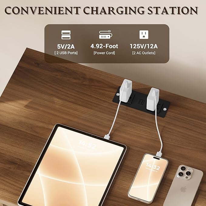 30.5" Nightstand with Charging Station, 3-Drawer Fluted Bedroom Chest, Wood Bedside Dresser with Power Outlets and USB Ports, Stable Base, Modern Storage Cabinet for Small Spaces