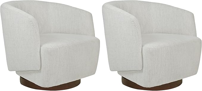 MINCETA Accent Chair,Modern Swivel Chairs for Living Room and Bedroom Reading with Wood Base,Set of 2,Performance Fabric in Ivory