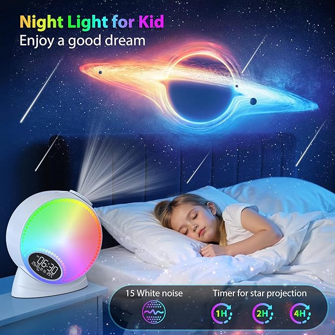 Galaxy Projector for Bedroom, 12 in 1 Star Projector Night Light Bluetooth Speaker, 15 White Noise Planetarium Projector with Meteor Effect, Varicolored Ambient Light