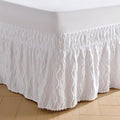 MIYE Wavy Tufted Bed Skirt - Wrap Around Dust Ruffle with Elastic Belts - 12.5 Inch Drop Easy to Put On - Bedskirt Machine Washable ＆ Wrinkle Resistant(Wavy/White, King/Queen-12.5 Drop)