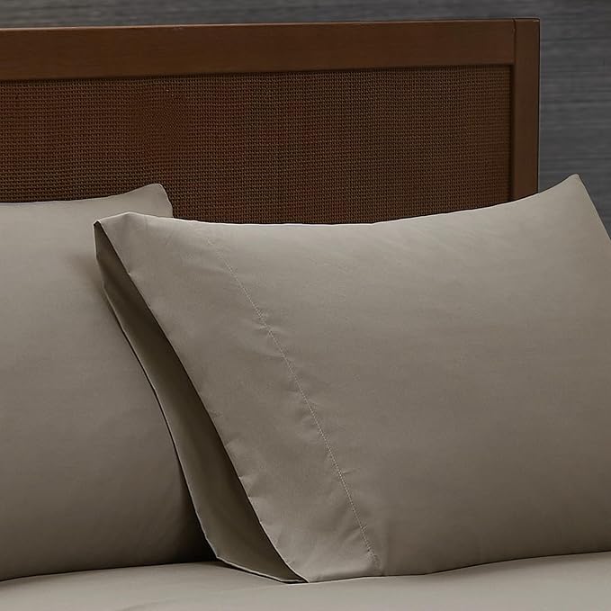 LONDON FOG Garment Washed Solid Sheet Set Khaki Microfiber 3-Piece Twin XL Sheet Set, Solid Themed, Deep Pocket, Adult and Teen, Oeko-TEX Certified