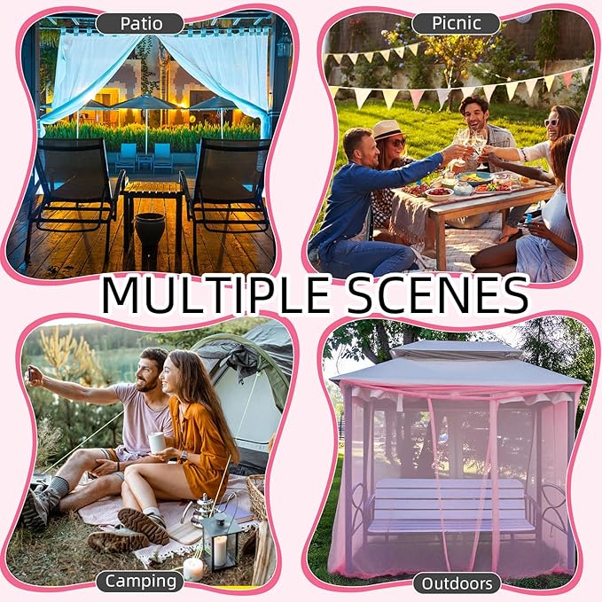 4 Corners Mosquito Net for Mosquiteros para Camas Bed Canopies Netting Bed Drapes Rectangular Mosquito Mesh for Camping Home Outdoor Travel(Pink,L75 X W59 X H67 Inch,1 Opening)