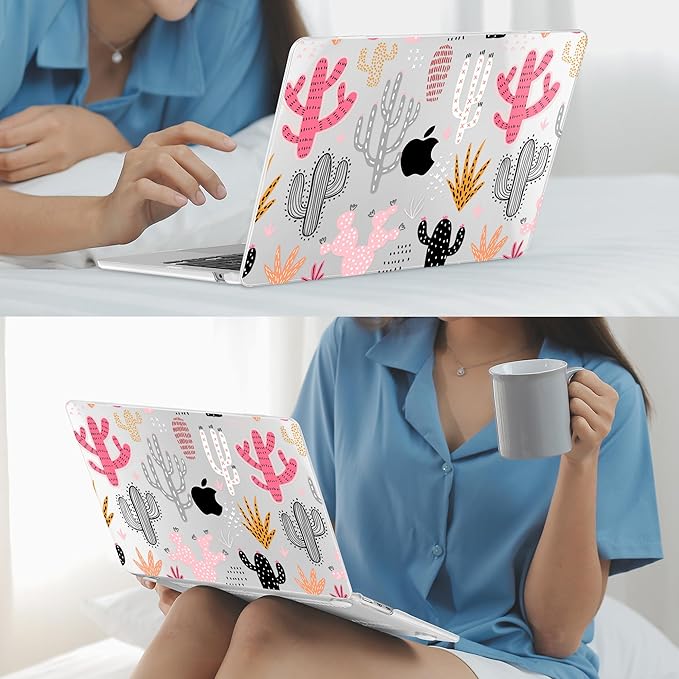 Mektron for 2025 M4 MacBook Air 13.6 Inch A3240 Case Fits 2023 A2681 M2 2024 A3113 M3 Chip with Liquid Retina Display Touch ID, Printed Plastic Hard Shell Cover for MacBook Air 13.6", Colorful Cacti