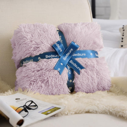 Bedsure GentleSoft Fluffy Lavender Purple Blankets Queen Size for Bed, Thick Sherpa Faux Fur Fleece Fuzzy Plush Winter Warm Soft Queen Blankets, Bedroom Purple Decor Cozy Gifts for Women Men, 90x90