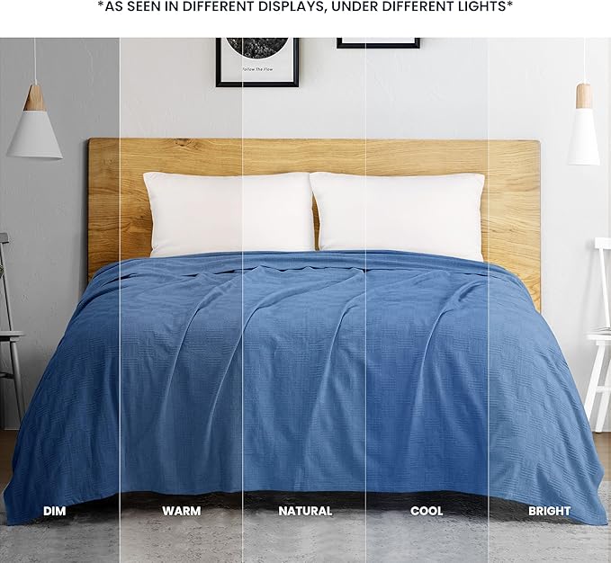 Utopia Bedding Wedgewood 100% Cotton Blanket [Twin Size - 90x72 Inch] 350GSM Lightweight, Soft and Breathable Thermal Blanket for All Seasons