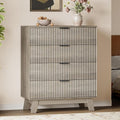39" Tall Dresser for Bedroom, 4-Drawer Fluted Chest of Drawers, Modern Wood Highboy with Deep Storage, Metal Slides & Handles, Anti-Tip Kit, Vertical Clothes Organizer for Apartment, Nursery