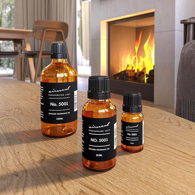AirScent Baccarat Rouge Inspired Diffuser Oil - Perfume Dupe - Premium Fragrance Oil No. 5001 for Ultrasonic and Waterless Diffusers and Crafting - 10 mL, 0.34 fl oz Glass Dropper Bottle