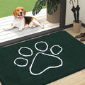 OLANLY Dog Door Mat for Muddy Paws 47x32, Paw Print Design, Absorbs Moisture and Dirt, Absorbent Non-Slip Washable Doormat, Quick Dry Chenille Mud Mat, Entry Indoor Entryway Carpet, Blackish Green