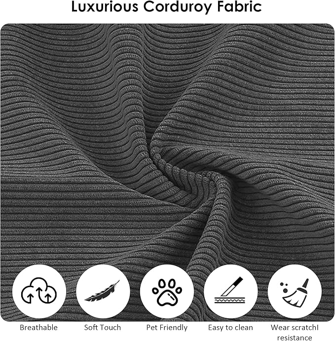 80" Convertible Sofa Bed, 3-in-1 Corduroy Folding Pull Out Couch with Pillows, No Assembly Modern Boneless Couch Compression Sofa in Box, Floor Sofa with Side Storage Pocket for Living Room,Dark Grey