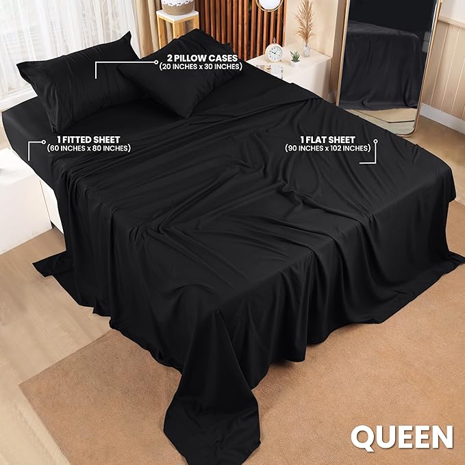 Utopia Bedding Queen Bed Sheets Set - Pack of 10 Sheet Sets - Perfect for Spa, Hotel, & Guest Bedroom - Brushed Microfiber - Shrinkage and Fade Resistant - Easy Care (Black)