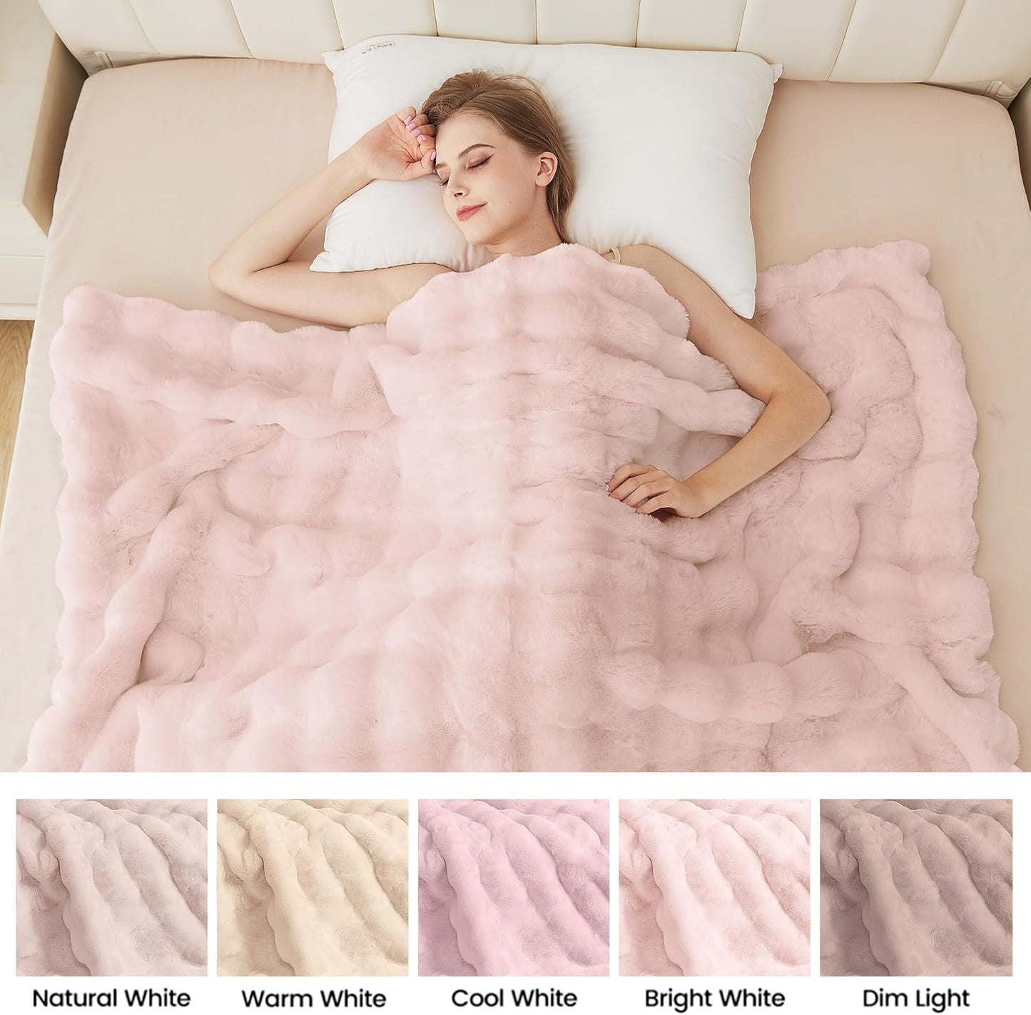 Pink Cozy Faux Fur Twin Blanket for Living Room Bedroom 60x80 Thick Ultra Soft Fuzzy Throw Blanket Fluffy Furry Bed Comforter Home Gifts 860 GSM