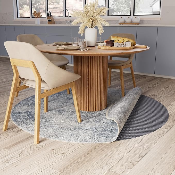 Veken 6 Ft Round Rug Pad Gripper for Hardwood Floors, Non Slip Circle Rug Pads for Area Rugs, Thick Dark Grey Rug Grippers for Tile Floors, Under Carpet Anti Skid Mat, Keep Your Rugs Safe and in Place