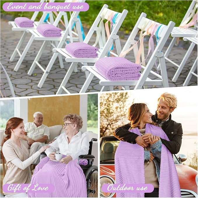 Buryeah 12 Pcs Flannel Throw Blanket Bulk 50 x 60 in Sleepover Blanket Outdoor Wedding Throw Lightweight, Oeko-tex Standard 100 Certified for Sofa Homeless Gifts (Lavender Purple)