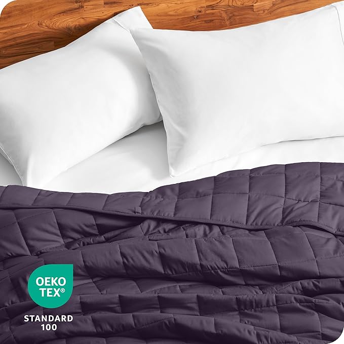 Bare Home Weighted Blanket Queen Size 20lb (60" x 80") for Adults - All-Natural 100% Cotton - Premium Heavy Blanket Nontoxic Glass Beads (Eggplant, 60"x80")