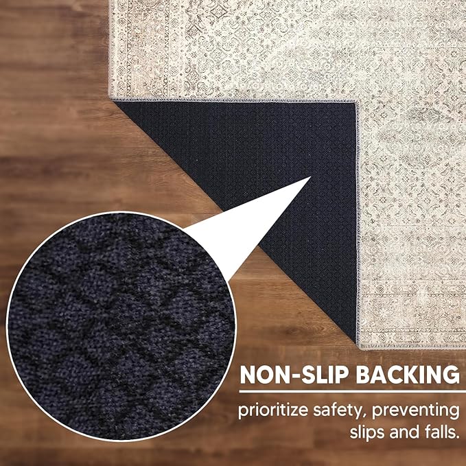 Keen Home Design 2x7 Rug - Machine Washable Runner Rug with Non-Slip Backing, Ideal for Hallway, Entryway, Kitchen, Laundry Room - Vintage, Easy Clean, Durable, Low Pile Rug - (2'6" x 7')