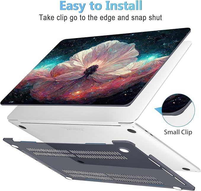 Mektron for MacBook Pro 13-inch Case 2022 2021 2020 Release A2338 M2 M1 A2289 A2251, Printed Plastic Hard Shell Cover for New MacBook Pro 13.3-inch Touch Bar Fits Touch ID，Galaxy Flower