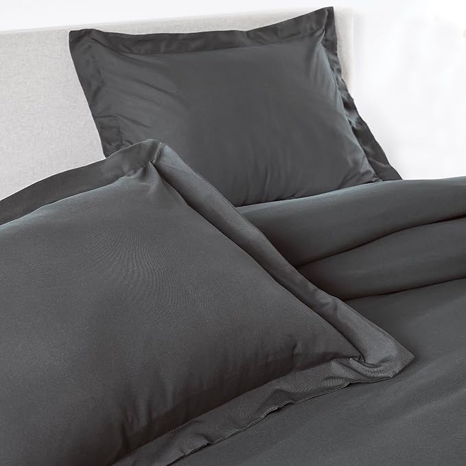 PeachSkinSheets Night Sweats: The Original 1500TC Soft King/Cali King Duvet Cover Set Graphite Gray