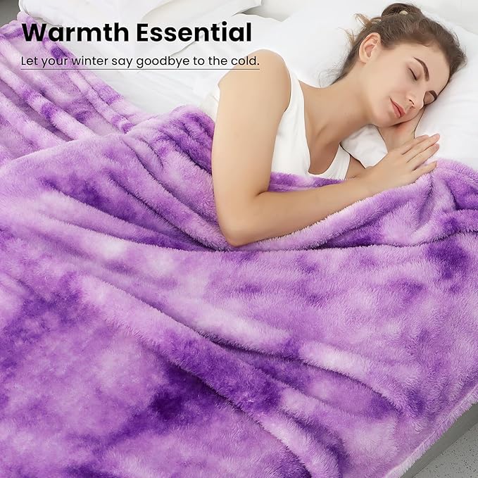 obinsm Purple Soft Blanket - Fuzzy Throw Blankets for Women - Warm Fleece Blankets for Bed Home Decor